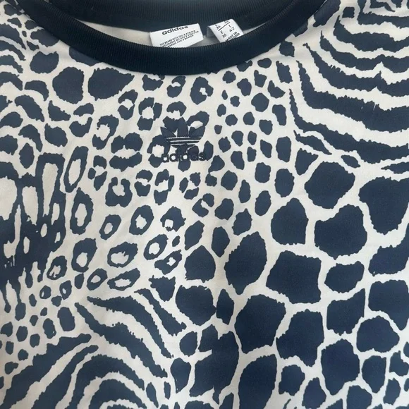 Adidas Originals Animal Print Crop Top Tee Short Sleeve Size S Small - Picture 3 of 8